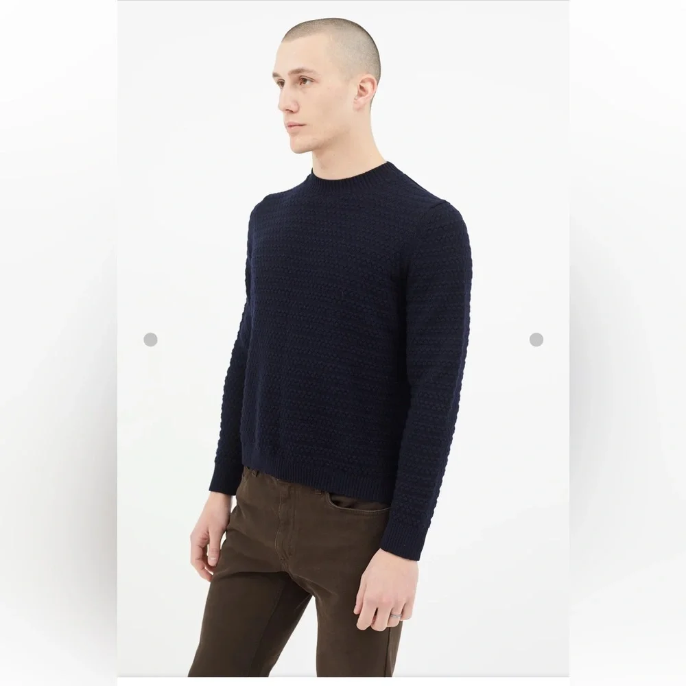 Norse Projects 100% Wool Bera Bubble Textured Navy Sweater Men’s XS - Picture 2 of 7